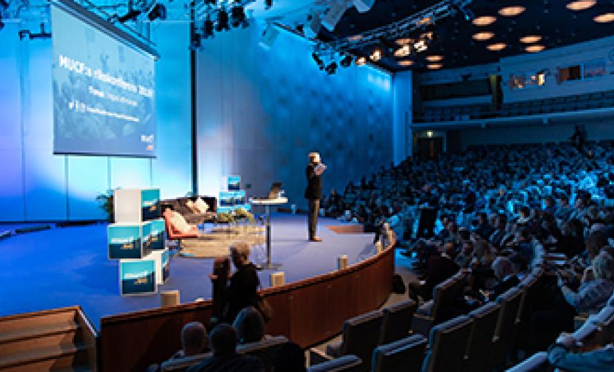 Foto på stora scenen när konferensen invigdes 2019. Fotograf: Mats Petersson