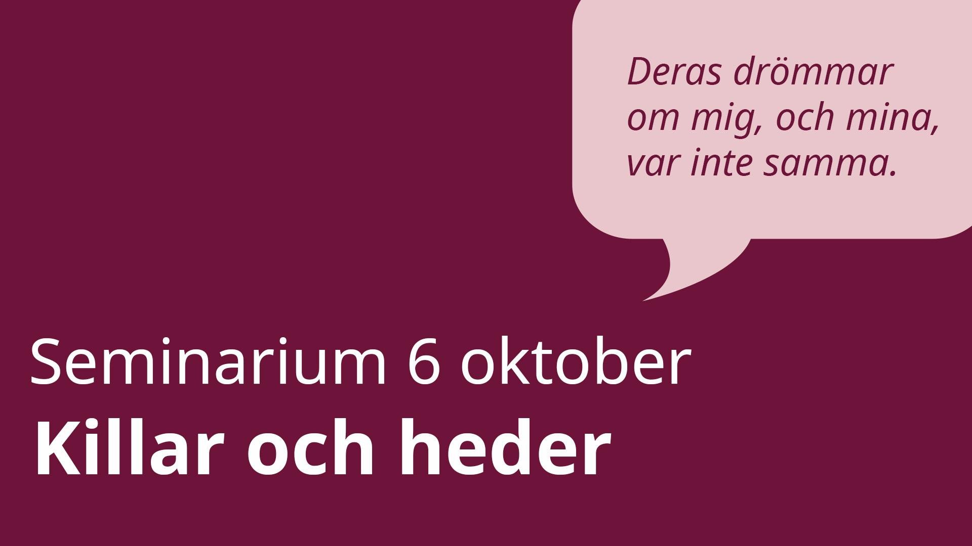 Seminarium 6 oktober killar och heder