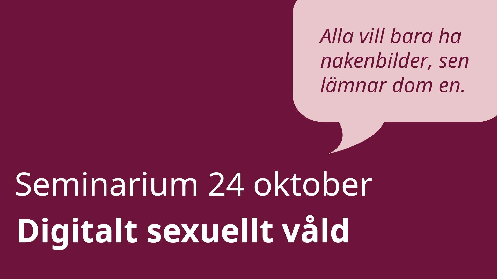 Seminarium 24 oktober Digitalt sexuellt våld