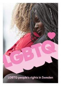 Omslagsbild på broschyren HBTQ-personers rättigheter i Sverige (på engelska)